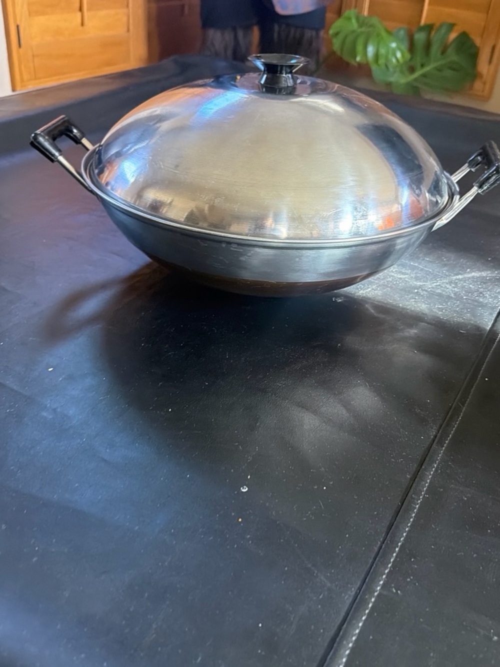 Black Wok Pan with Silver Dome Lid - Versatile Nonstick Stir-Fry Pan